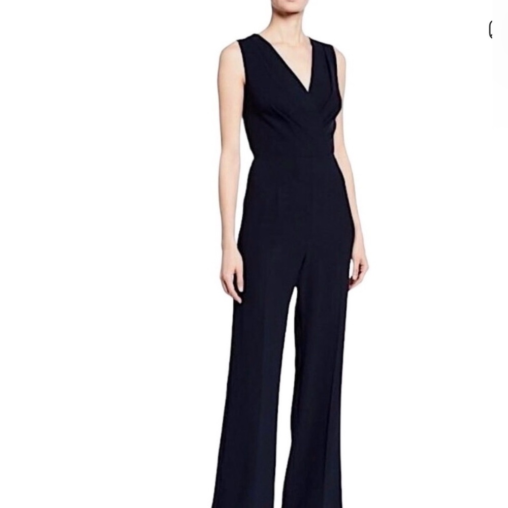 Tahari Black Sleeveless V-Neck Sheath Jumpsuit